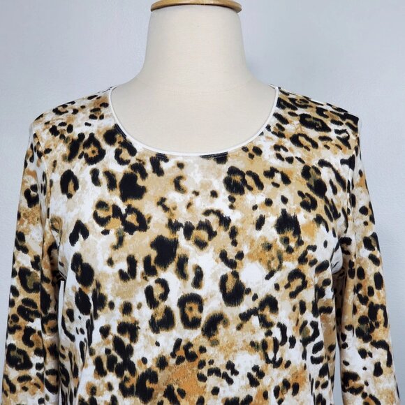 Karen Scott Animal Leopard Print Long Sleeve Pullover Knit Top Size XL - Picture 3 of 10